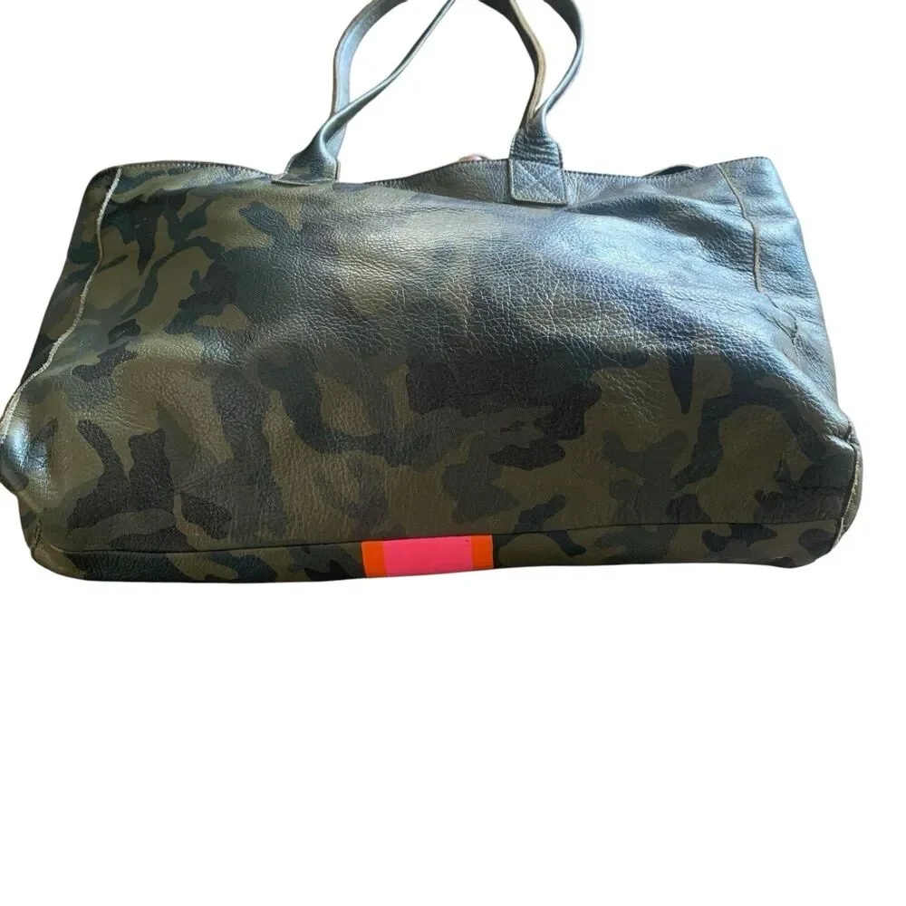 Not Rational Noha Diaper Tote Bag Pebble Leather Camouflage Tassel Stripe Zip Up